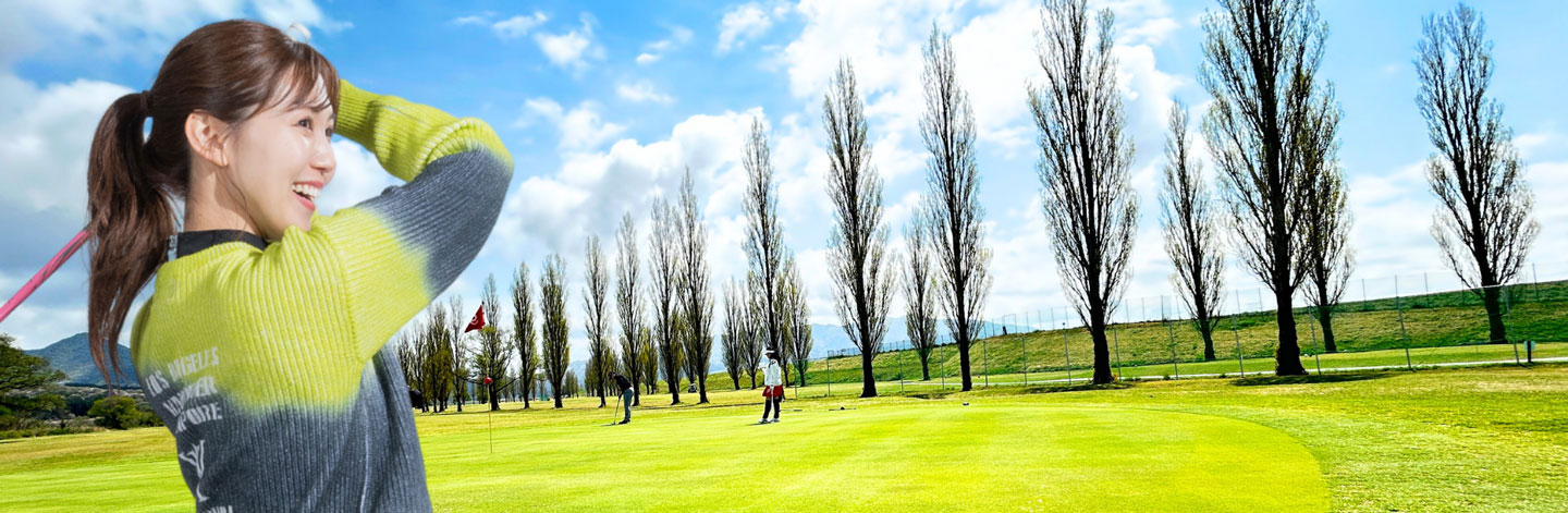 日本で二番目に長いロングホールでゴルフをするゴルフ女子アンバサダー高橋菜依留さん